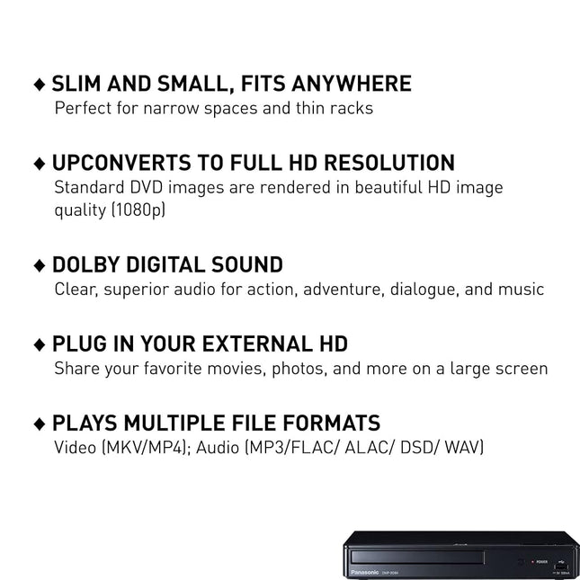 Panasonic Blu Ray DVD Player with Full HD Picture Quality and Hi-Res Dolby Digital Sound, DMP-BD84P-K, Black