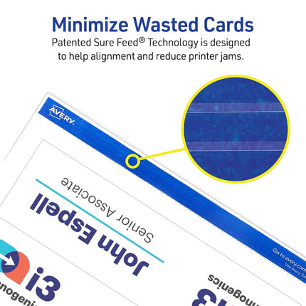 Avery Printable Tent Cards with Sure Feed Technology, 2.5" x 8.5", Embossed Border, Laser/Inkjet, 2-Pack, 100 Cards Per Pack, 200 Cards Total (25305)
