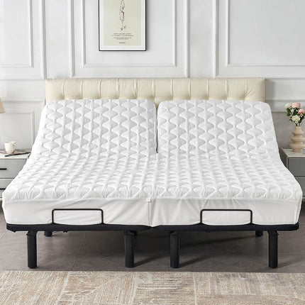 Kingnex Waterproof Split Top King Mattress Protector Pad for Adjustable Bed