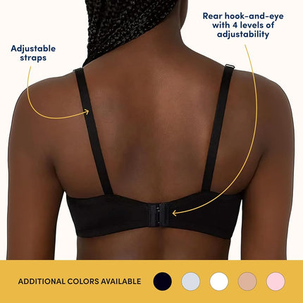 Fruit of the Loom Women's T-Shirt Bra, Black/White/Grey Heather, 34A (Pack of 3)