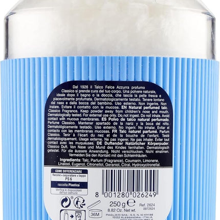 Paglieri Felce Azzurra Talco Classico con Piumino Body Powder Classic Talc with Duvet 250g