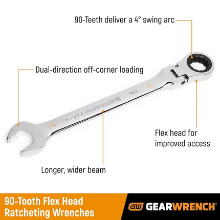 11mm 4 Degree Swing Arch 12 Point Flex Head Ratcheting Combination Wrench