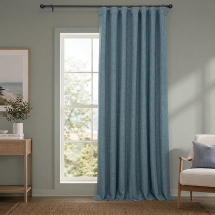 HPD Half Price Drapes Extra Wide Linen Room Darkening Curtain (1 Panel) 100 X 96, BOCH-LN21330-96-DW, Reverie Blue