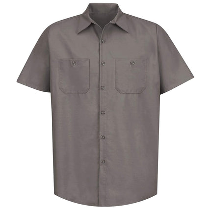 Red Kap Men's Industrial Work Shirt, Regular Fit, Short Sleeve Utility Button, Grey, XXXXXXL Big