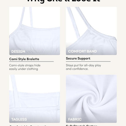 Fruit of the Loom Big Girls' Cotton Spaghetti Strap Sport 3 Pack, White/Bittersweet Pink/Grey Heather, 32(Pack of 3)