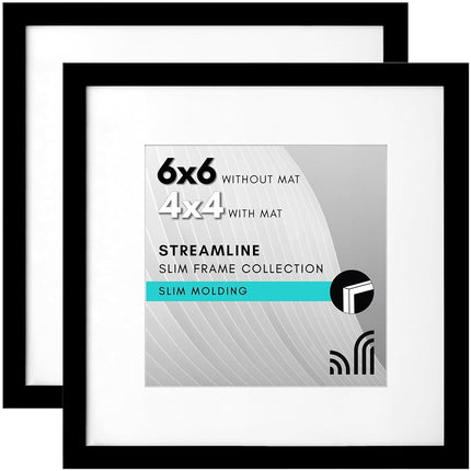 Americanflat 6x6 Picture Frame in Black - Thin Bor