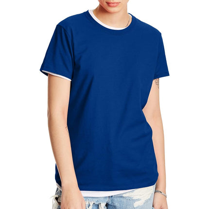 Hanes Women's Perfect-t Crewneck T-Shirt, Lightweight Cotton Short Sleeve Tee, Deep Royal, XXL
