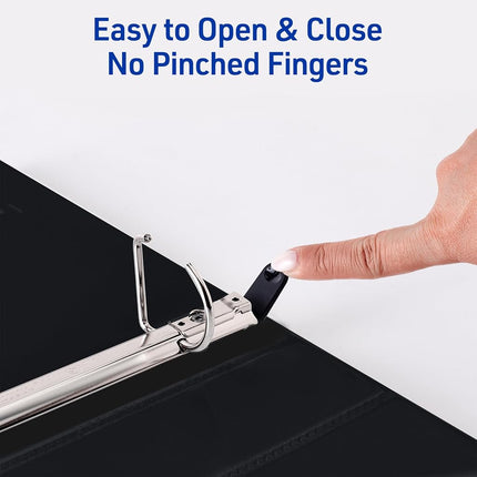 Avery Heavy-Duty View 3 Ring Binders, 1.5 Inch One Touch Slant Rings, 375-Sheet Capacity, DuraHinge, 2.1 Inch Wide Spine, Customizable Clear Cover and Spine, Black Binders (6-Pack of 79097)