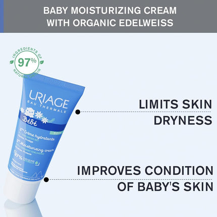 Uriage Baby Hydrating Cream with Organic Edelweiss & Shea Butter - Moisturises & Protects Against Dryness - Absorbs Quickly & Does Not Stick - 97% Ingredients of Natural Origin - 40 ml