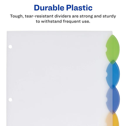 Avery Insertable Style Edge Plastic Dividers, 5 Multicolor Tabs, Case Pack of 24 (11200)