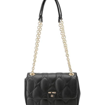 Nine West Rue Chain Convertible Flap Crossbody, Black, S, Rue Chain Convertible Flap Crossbody