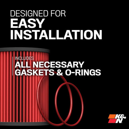 K&N Oil Filter - High Performance-Series compatible with Porsche Cayman/Boxster (HP-7036), Red
