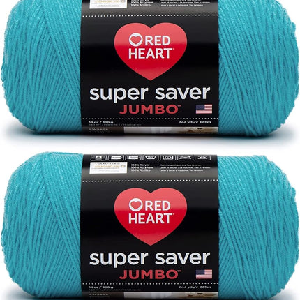 Red Heart Super Saver Jumbo Yarn, 2 Pack, Turqua 2