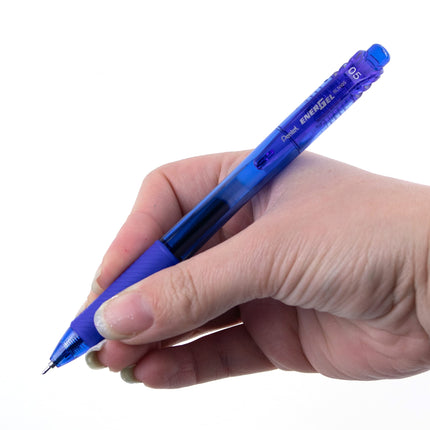 Bolígrafos de gel Pentel BLN105 con tapa de clic, trazo de 0.25 mm y bola de 0.5 mm, color azul (12 unidades)