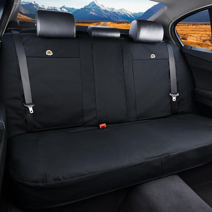 Coverado Car Back Seat Covers, Canvas Universal Seat Covers for Cars, Rear Car Seat Cushions, Auto Seats Protectors for Kids & Dogs, Driver Seat Covers Fit for Most Vehicles Trucks SUVs/Black