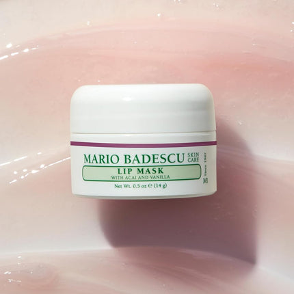 Mario Badescu Lip Mask with Acai and Vanilla for All Skin Types, Overnight Lip Treatment Enriched With Skin Softening Coconut Oil and Hydrating Shea Butter