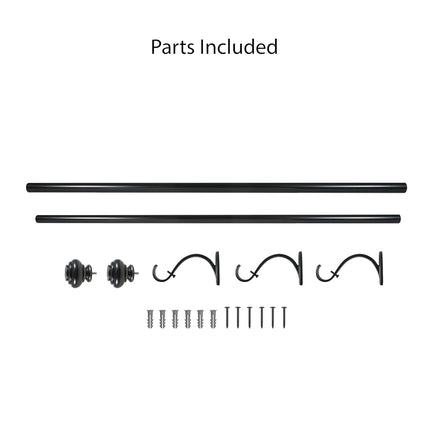 Decopolitan 27865-36BLK Urn Single Rod Set, 36 to 72-Inch, Antique Black