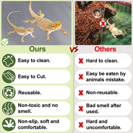 TCYPUHL Reptile Carpet, Reptile Mat, Bearded Dragon, Leopard Gecko Substrate,Bearded Dragon Tank Flooring Grey 2PACK