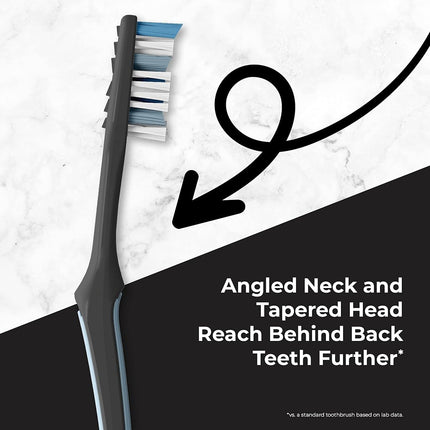 Reach Advanced Design Toothbrush with Toothbrush Cap, Angled Neck, Soft Bi-Level Bristles, Contoured Handle, Tongue Scraper, 6 Count
