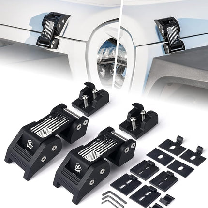 Xprite Aluminum Hood Latches with Retro Flag, Adju