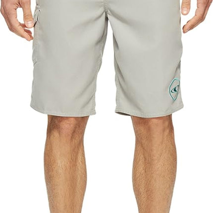 O'NEILL Men's 21 Inch Solid Boardshorts-Water Resistant Swim Trunks for Men with Quick Dry Stretch Fabric and Pockets, Light Grey, 31