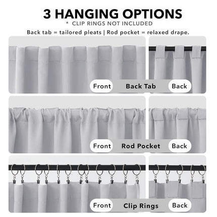 Deconovo Light Silver Grey Blackout Curtains for Bedroom - (42x63 Inch, 2 Panels), Solid Room Darkening Rod Pocket and Back Tab Curtains for Living Room