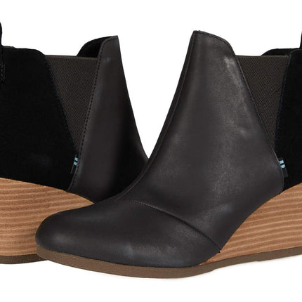 TOMS Women's Kelsey Pump, Black Leather/Suede, 9 U