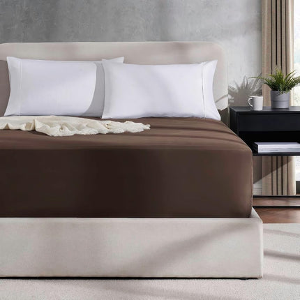 Nestl Bedding 21" Deep Pocket Fitted Sheet – 1800 Deep Pocket Bed Sheet – Hotel Luxury Double Brushed Microfiber Sheets – Deep Pocket Fitted Sheet - Full/Chocolate Brown