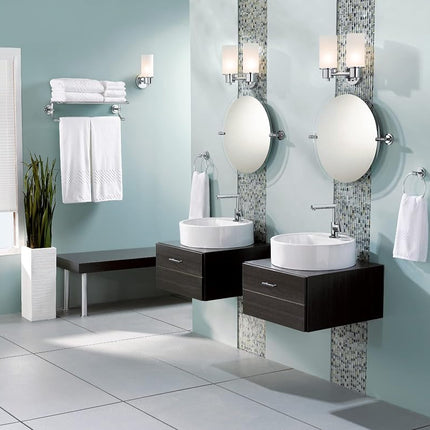 Moen DN0762CH Iso 2-Light Dual-Mount Bath Bathroom Vanity Fixture with Frosted Glass, Chrome