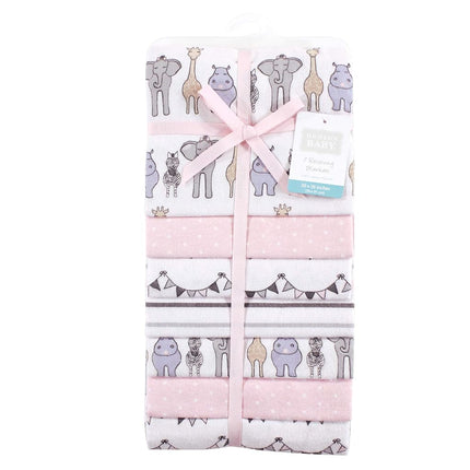 Hudson Baby Unisex Baby Cotton Flannel Receiving Blankets Bundle, Pink Safari, One Size