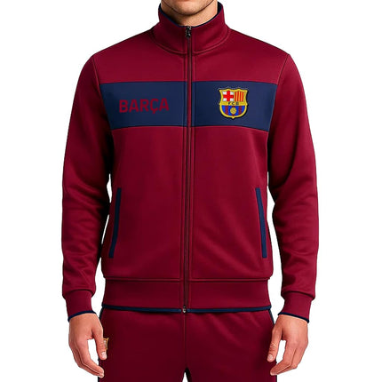 Icon Sports Men's Warm Up Track Jacket, Wine, S
