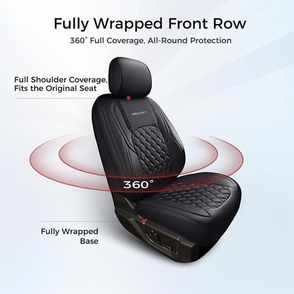 Huidasource Dodge Ram Front Seat Covers, Waterproof Leather Pickup Truck Seat Cover Fit for 2009-2018 ram 1500, 2010-2023 2500/3500 Crew/Mega Cab, 2019-2023 ram 1500 Classic Only(Flat Front/Black)