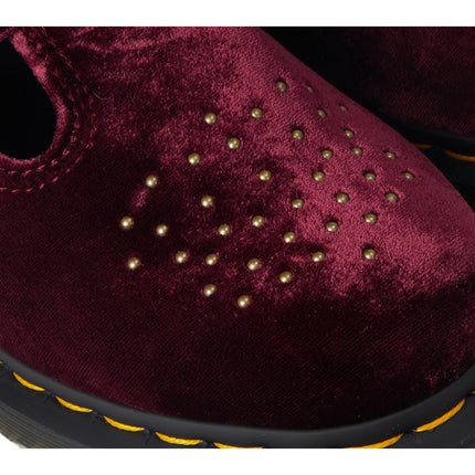 Dr. Martens Women's Vegan 8065 Mary Jane Flat, Cherry Red Velvet, 5