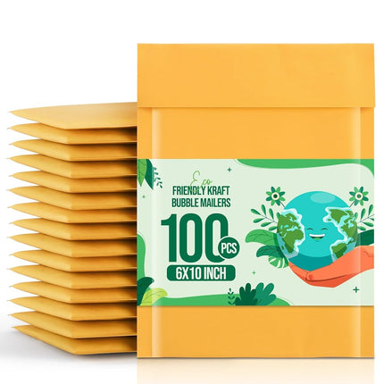 Fuxury Kraft Bubble Mailers 6x10 Inch 100 Pack,Str