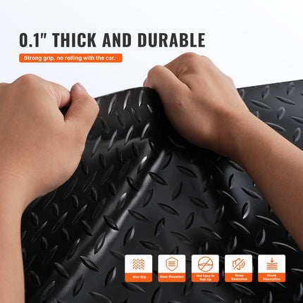 VEVOR Garage Floor Mat, 204.72 x 43.31 inch PVC Garage Flooring Roll, Non-Slip Diamond Texture, 123.14 sq.ft Covering Space, Garage Mats for Under Cars, for Gyms Boats Car Trailer, Black