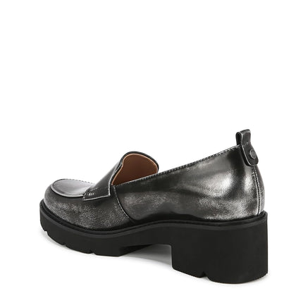 Naturalizer Women's Classic Loafer, Black/Silver, 9.5 Wide
