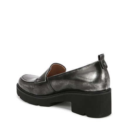 Naturalizer Women's Classic Loafer, Black/Silver, 9.5 Wide