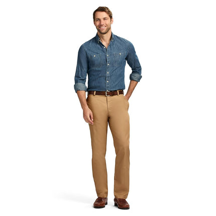 Pantalones Izod American Chino de corte recto y ajuste entallado para hombre, caqui, 36W x 29L