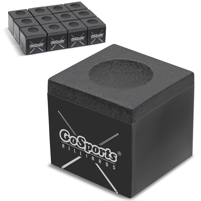 GoSports Premium Pool Cue Chalk Cube 12 Pack - Bla