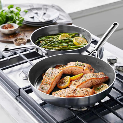 GreenPan GP5 Stainless Steel 5-Ply Healthy Ceramic Nonstick 10" and 12" 2 Piece Frying Pan Skillet Set, Scratch Resistant, Induction, Dishwasher & Oven Safe, PFAS-Free