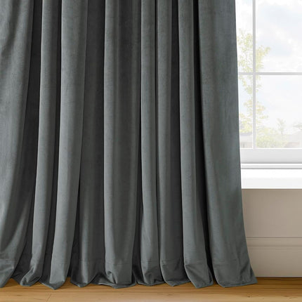 HPD Half Price Drapes Cortinas Blackout Térmicas para Ventana de Terciopelo Extragrande Signature de 84 Pulgadas de Largo, 1 Panel, Forro de Hotel de 4 Pasos, para Dormitorio 100W x 84L, Gris Natural, 100" An x 84" L (Paquete de 1)
