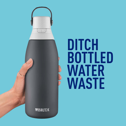 Botella con filtro de agua de acero inoxidable Brita, 946 ml, carbón