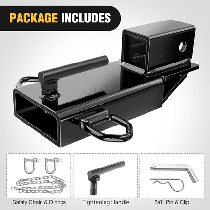 Nilight Forklift Trailer Hitch Attachment Fits 2 Inch Receiver Clamp on Pallet Fork Trailer Towing Adapter with Safety Chain & 5/8” Hitch Pin Clip Black
