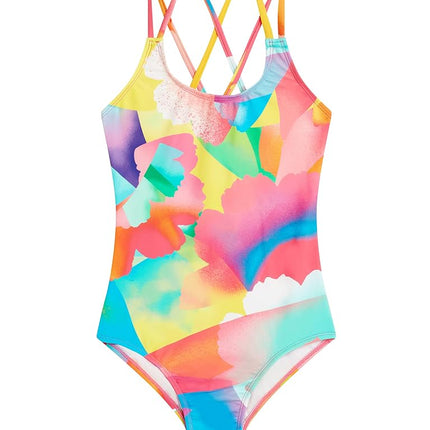 Maillot de bain une pièce Kanu Surf Reese UPF 50 Beach Sport à bretelles croisées pour filles, Isabel Multi, 6