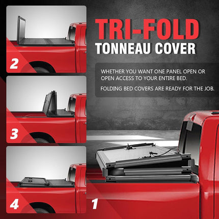 DNA MOTORING New Upgrade Truck Bed Top Hard Solid Tri-Fold Tonneau Cover Compatible with 14-18 Silverado Sierra 1500/15-19 Silverado Sierra 2500HD 3500HD 6.5' Bed, TTC-HARD-038