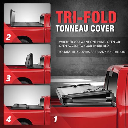 DNA MOTORING TTC-HARD-095 Cubierta de lona rígida y sólida de tres pliegues para caja de camioneta, compatible con Ford Maverick 2022