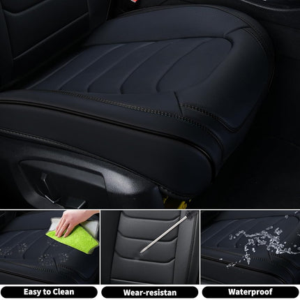 FLORICH Seat Covers Full Set,Leather Seat Covers, Front and Rear Seat Cover 5 Seats, Waterproof Car Seat Cushion Protector Accessories for Sedan SUV Pick-up Truck(Black, Full Set)