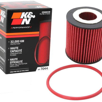 K&N Oil Filter - High Performance-Series compatible with Ford & Mazda (HP-7044), Red