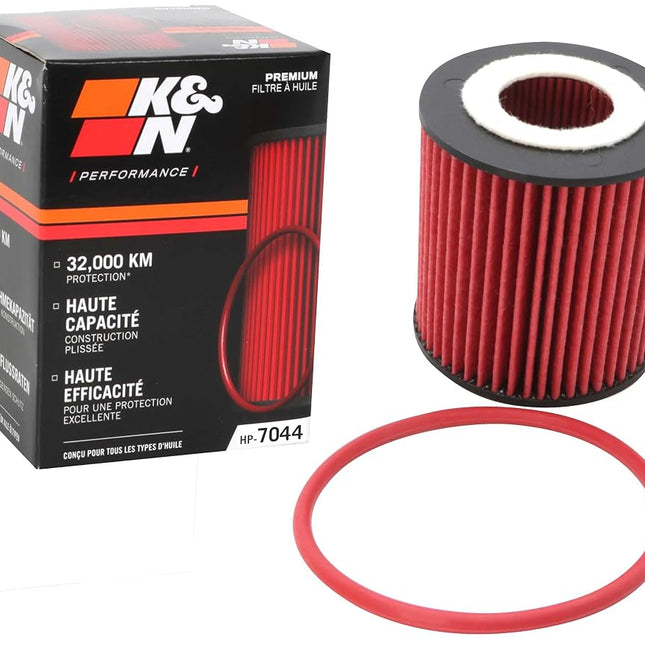 K&N Oil Filter - High Performance-Series compatible with Ford & Mazda (HP-7044), Red