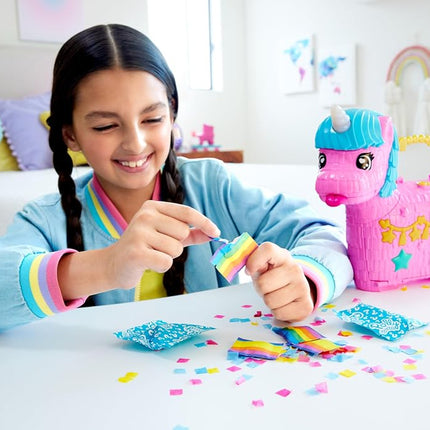 Polly Pocket Dolls & Playset with Pets & 25+ Surprise Accessories, Birthday Celebration Unicorn Partyland Playset, Hot Air Balloon Ride